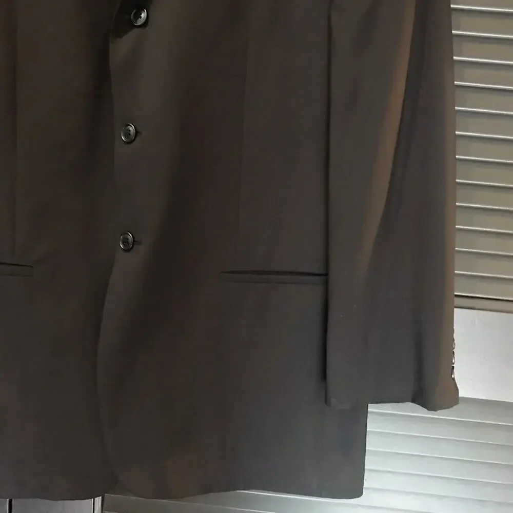 Wilke-Rodriguez Black Wool Blend Blazer with Cool Iridescent Lining, Size 42R